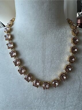 Talbots Gold-Tone Necklace with Blush Pink Crystals